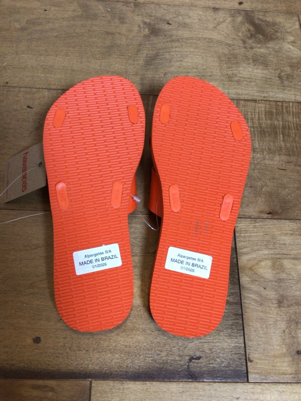 Havaianas Aqua Slide Sandals Sunset Orange Cross Strap Rubber US 7-8 NWT - Picture 6 of 11